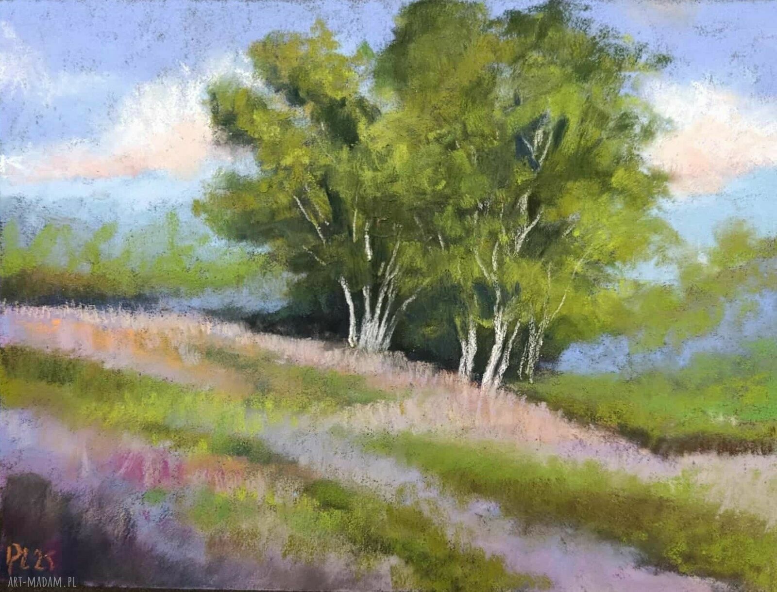 Drzewa - obraz pastelami suchymi Paulina Lebida (18x24 cm)