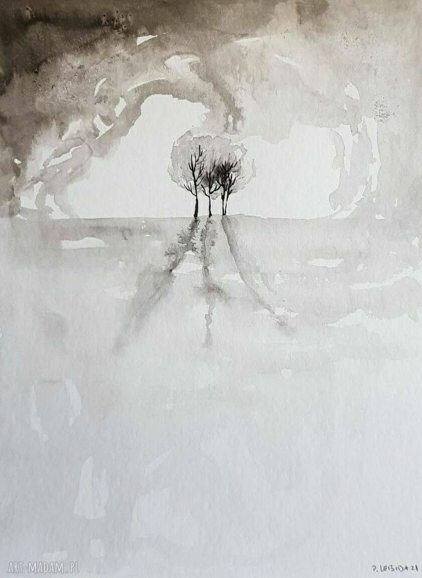Drzewa - praca formatu 24/32 cm wykonana tuszem
