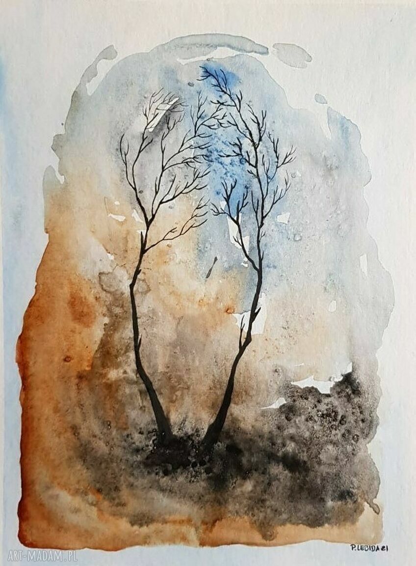 Akwarela „Drzewa” 32x24 cm - unikat Pauliny Lebidy