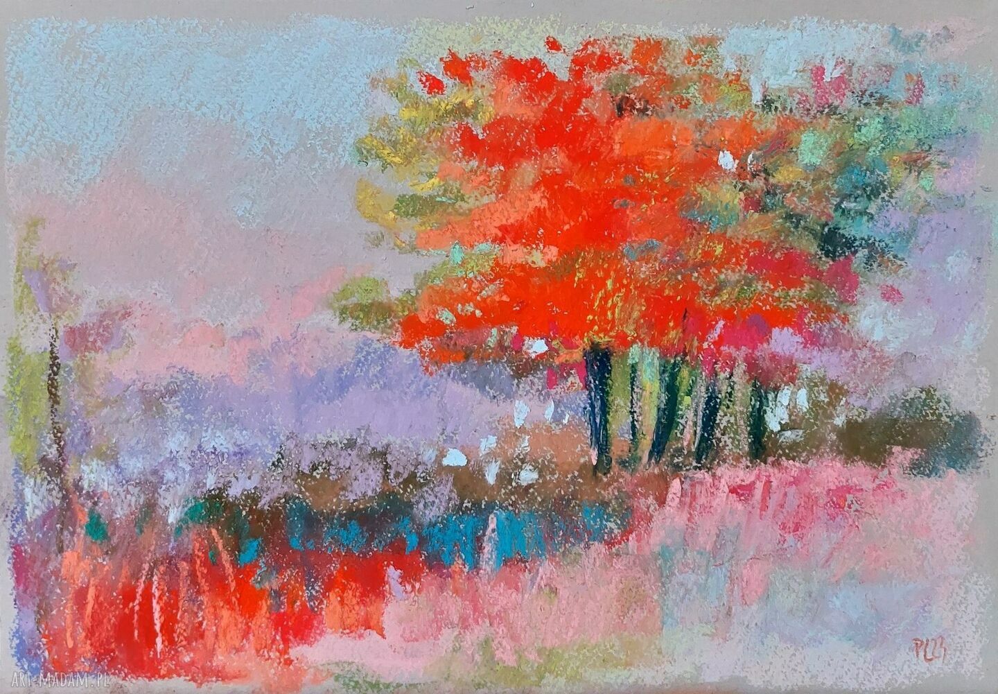 Drzewa - rysunek pastelami suchymi A4 od Pauliny Lebidy (papier Ingres)