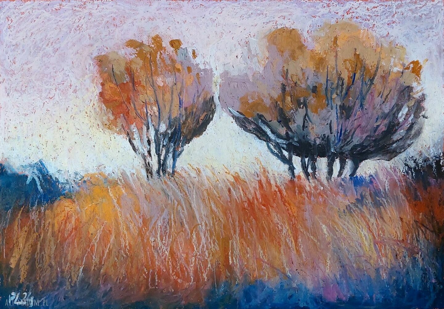 Rysunek A4 pastelami olejnymi - Drzewa