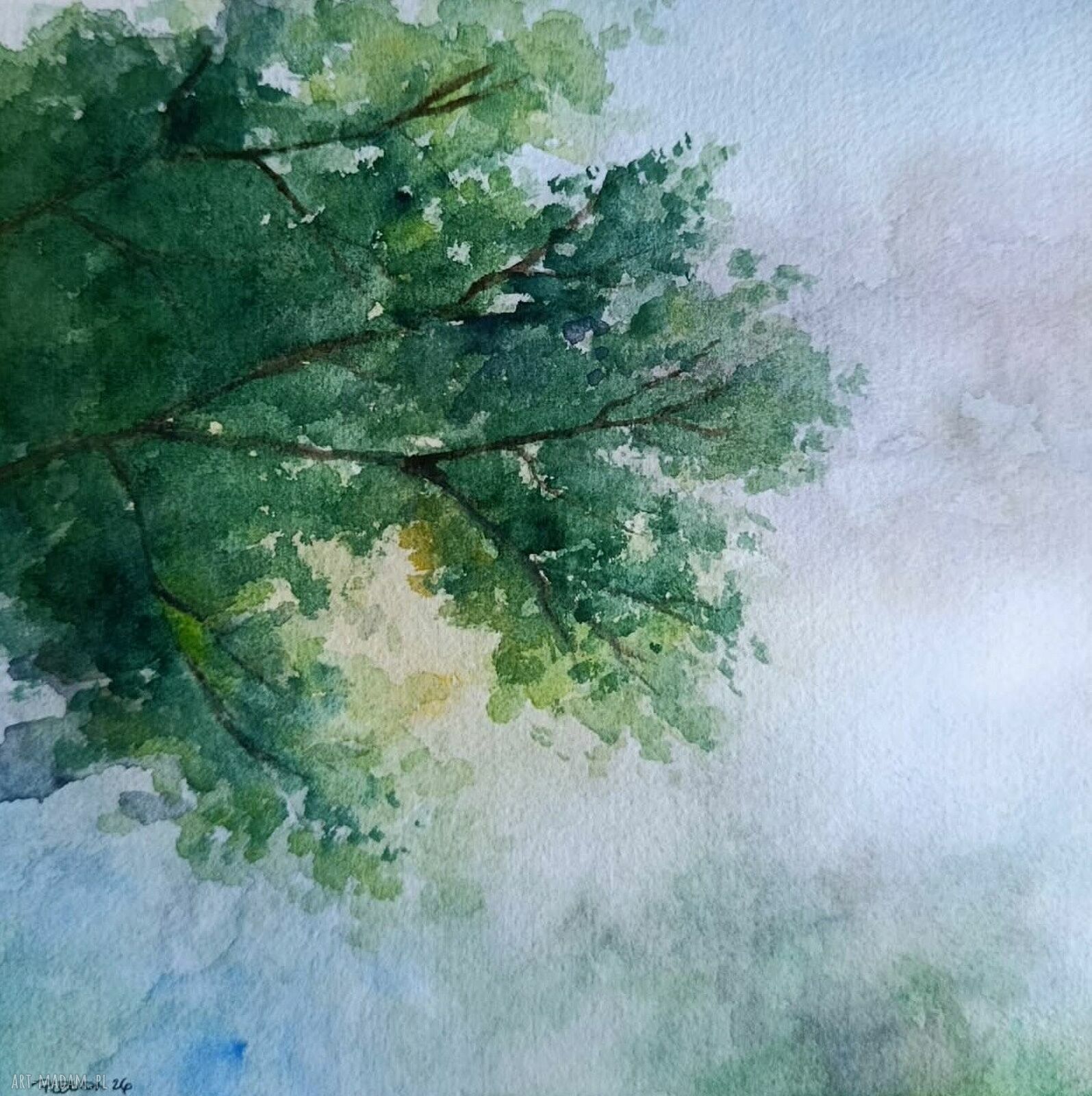 DRZEWO - akwarela formatu 20x20 cm (bez ramy)