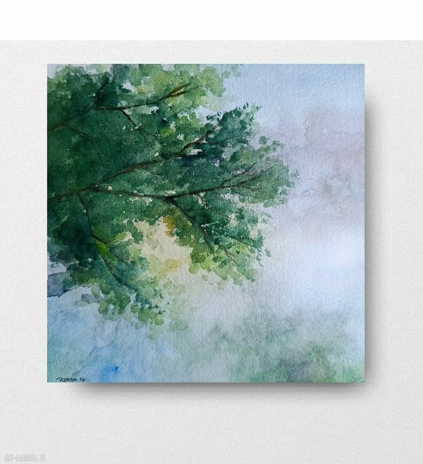 DRZEWO - akwarela formatu 20x20 cm bez ramy