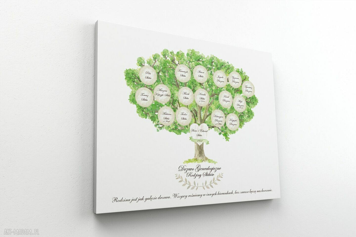 Personalizowane drzewo genealogiczne 40x60 cm - pamiątka dla dziadków