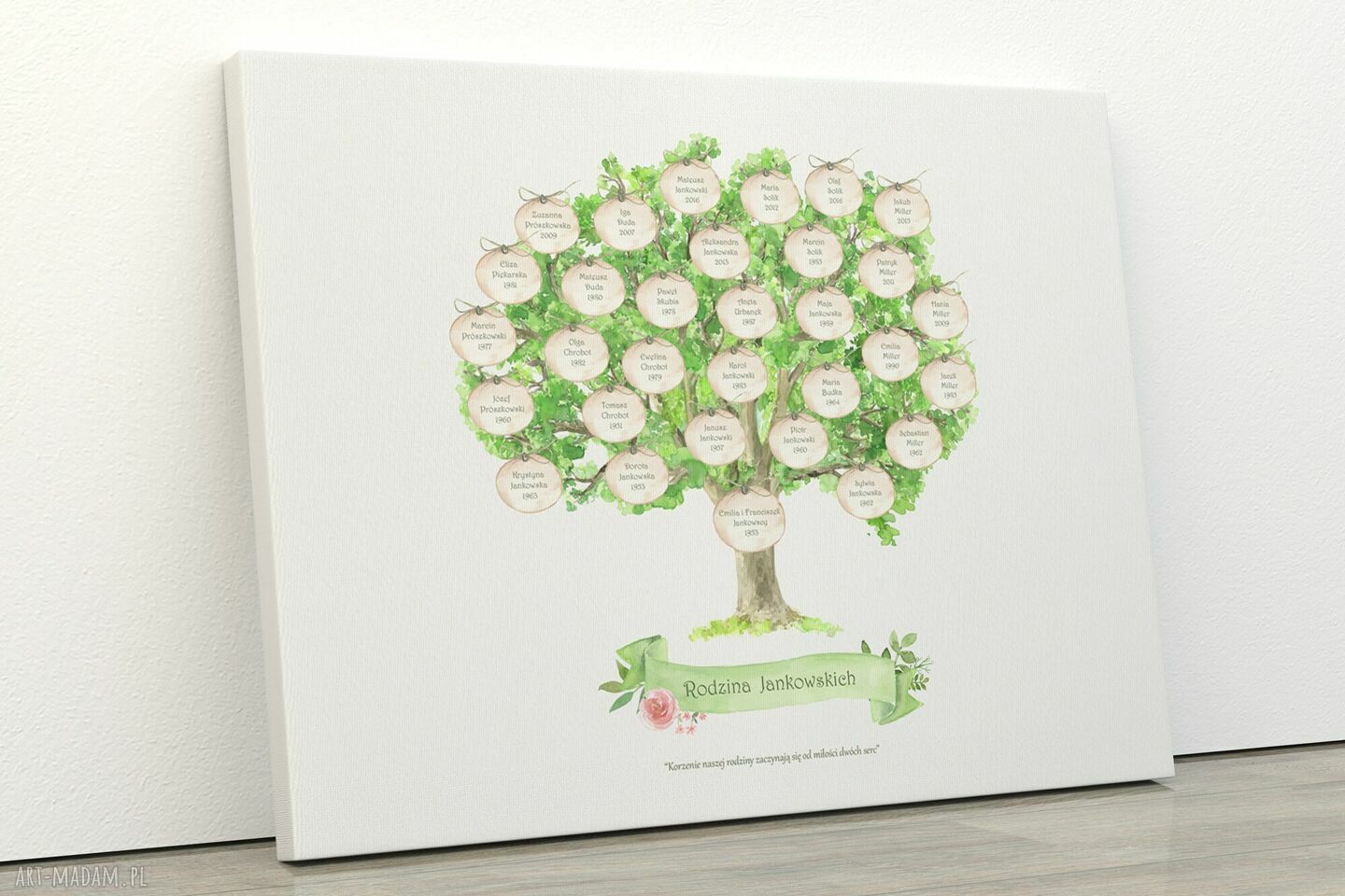 Personalizowane drzewo genealogiczne 40x60 cm - pamiątka dla dziadków