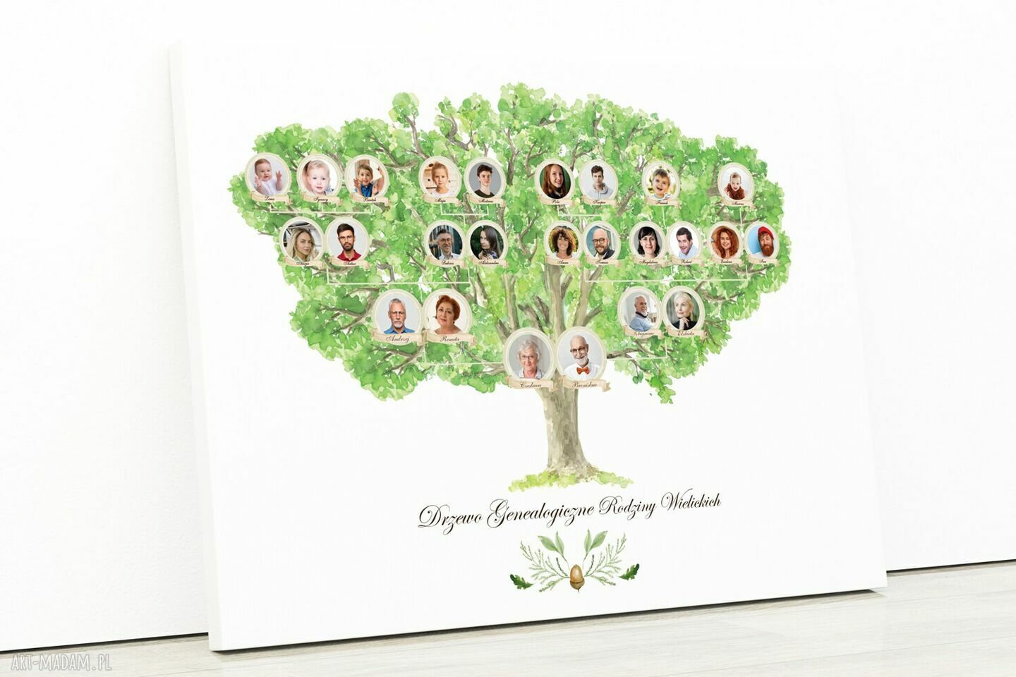 Drzewo genealogiczne dla rodziców dziadków prezent 55x80 cm