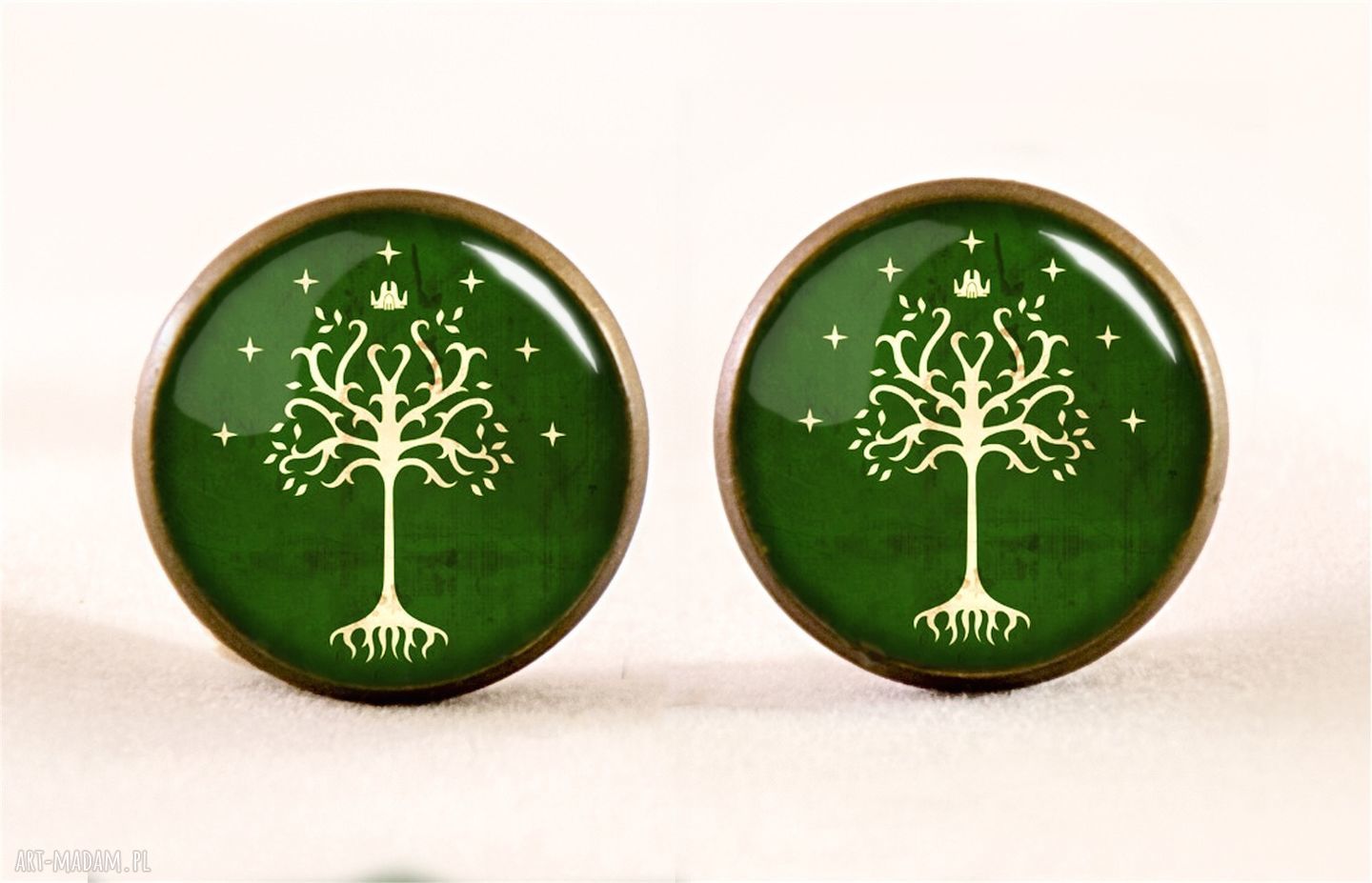 Drzewo gondoru kolczyki wkrętki gondor władca pierścieni ręcznie