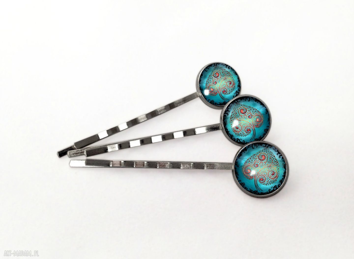 Drzewo miłości wsuwki włosów serce liście spinki komplet trzech