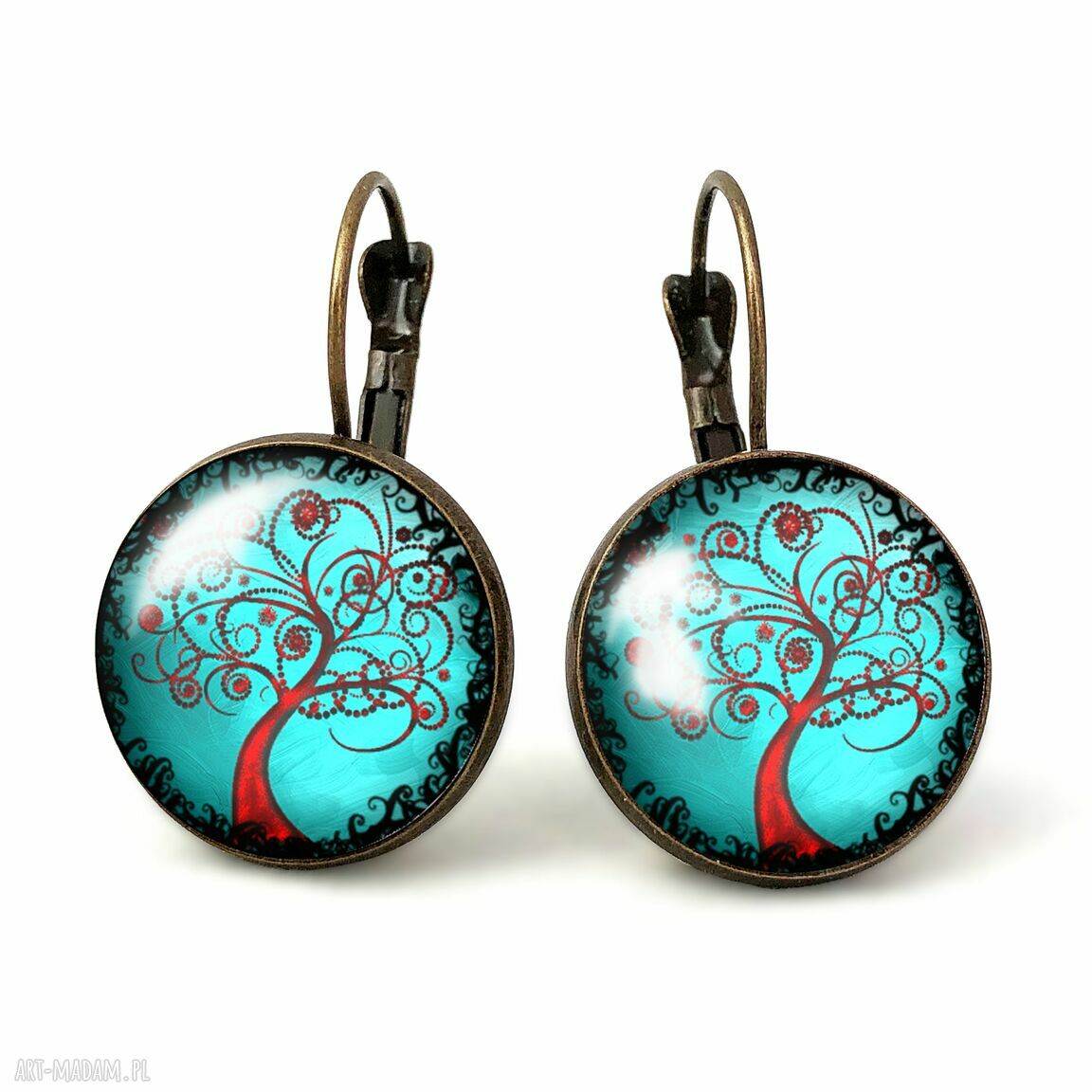 Drzewo miłości duże kolczyki wiszące romantyczne prezent ręcznie