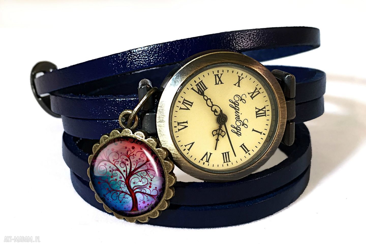 Drzewo nadziei zegarek bransoletka skórzanym pasku skórzany