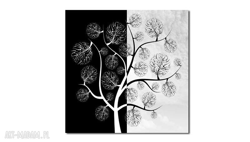 Obraz DRZEWO 7 80x80 cm na płótnie Canvas czarno-białe szare - gotowy do zawieszenia