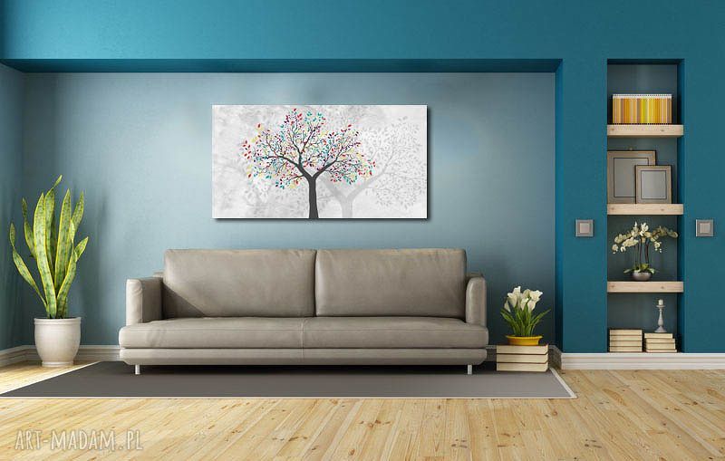 Obraz drzewo kolorowe 120x70 cm na płótnie Canvas