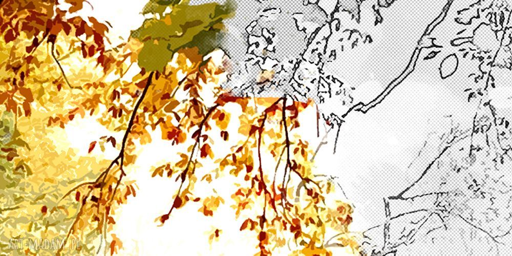 Obraz DRZEWO 44 120x70 - abstrakcyjna leśna ścieżka w promieniach słońca