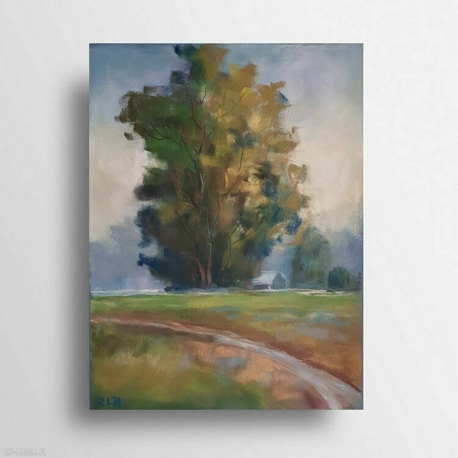 Obraz drzewo pastelami suchymi - 24 x 18 cm