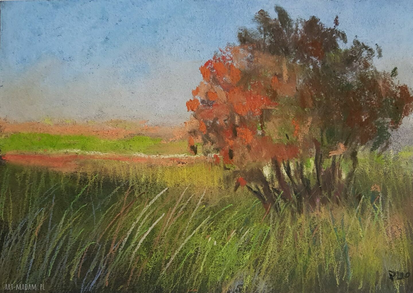 Drzewo - obraz wykonany pastelami suchymi A5