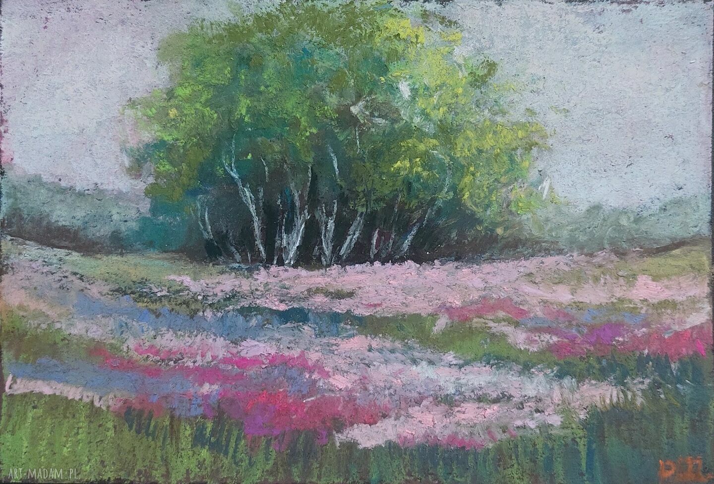 Rysunek drzewa - format A5, pastel suchy na papierze Ingres