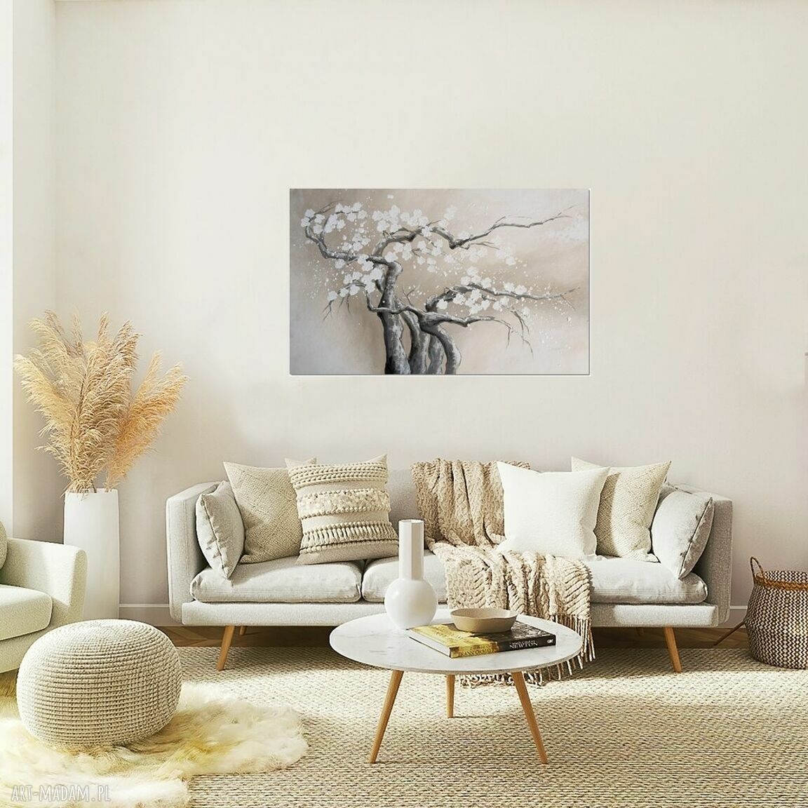 Drzewo w rozkwicie /2/ - obraz ręcznie malowany na płótnie 100 x 60 cm