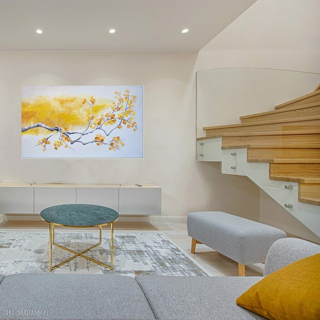 Drzewo w rozkwicie /3/ - obraz ręcznie malowany na płótnie (120x70 cm)
