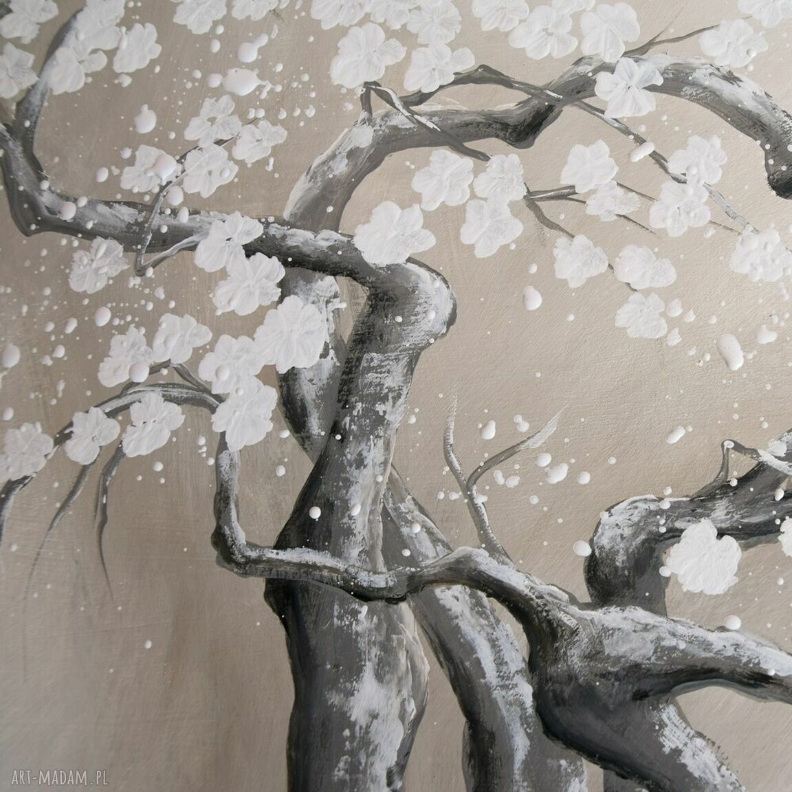 Drzewo w rozkwicie /2/ - obraz ręcznie malowany na płótnie 100 x 60 cm