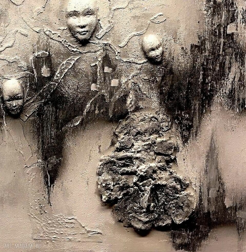 Drzewo Życia - surrealistyczny obraz 3D o fakturze w odcieniach szarości (60x80)
