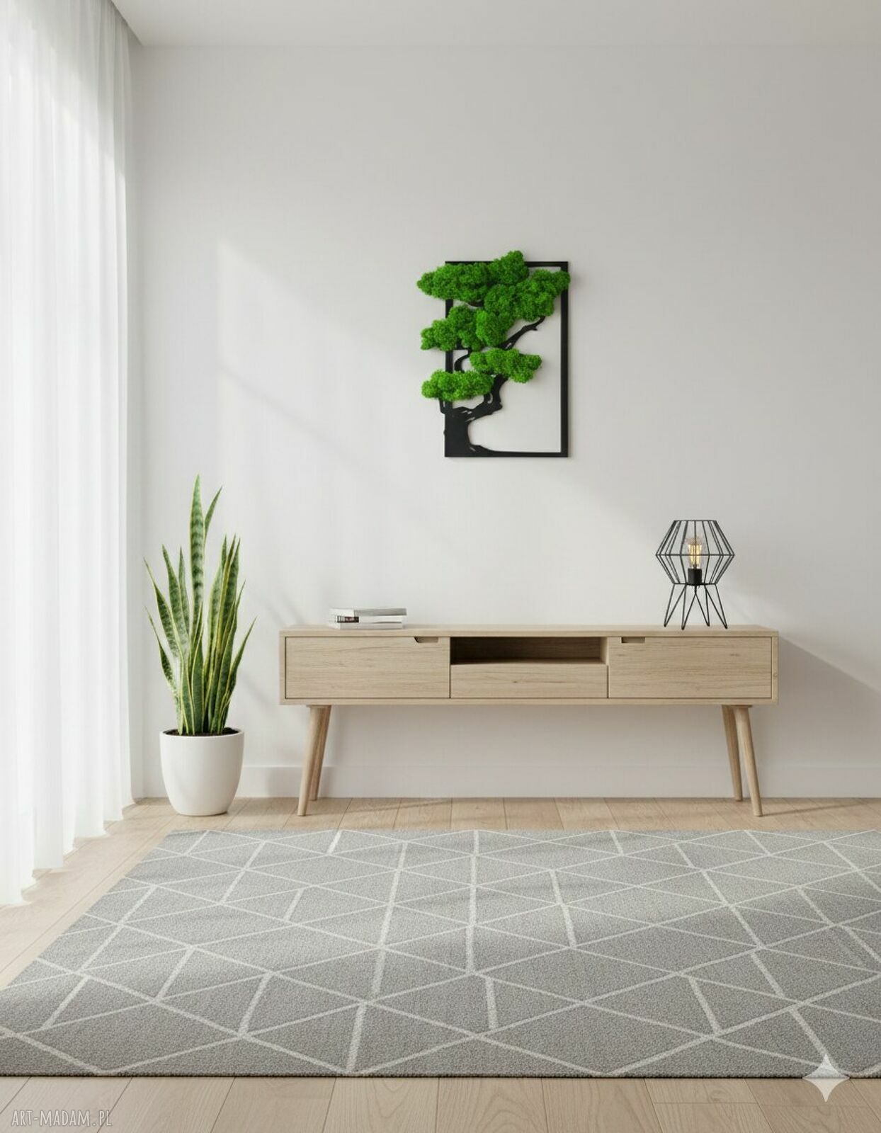 Drzewo życia z mchem chrobotkiem - ażurowa dekoracja 30x60 żywy obraz