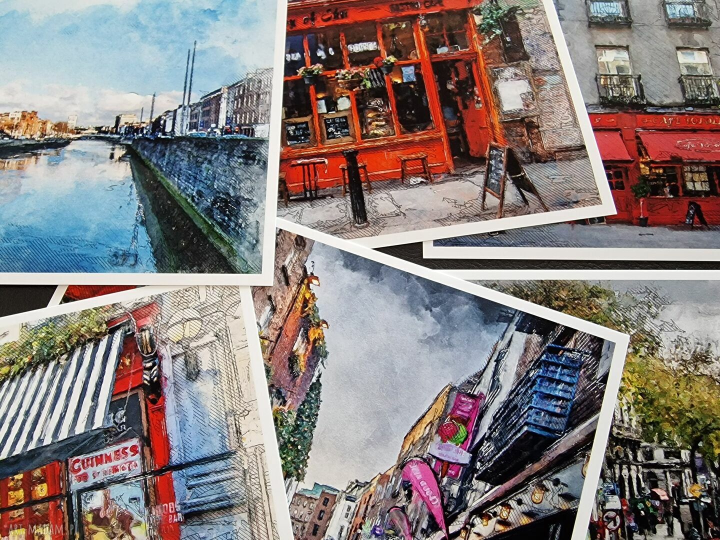 Dublin w akwareli - zestaw 6 grafik 13x18 cm