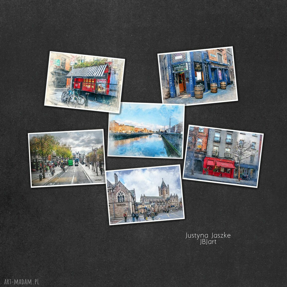 Dublin w akwareli - zestaw 6 grafik 13x18 cm