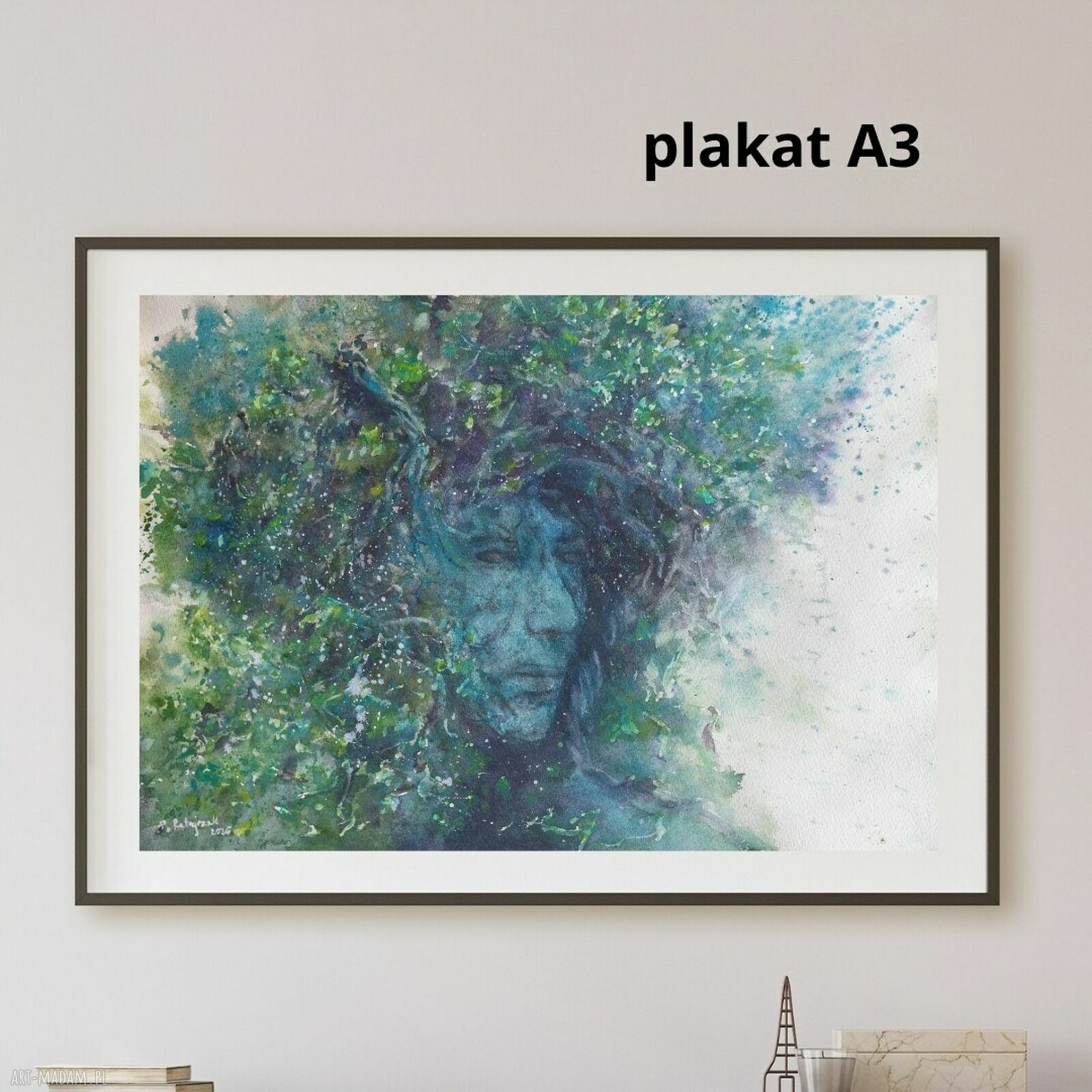 Duch Lasu - artystyczny plakat akwarelowy A3