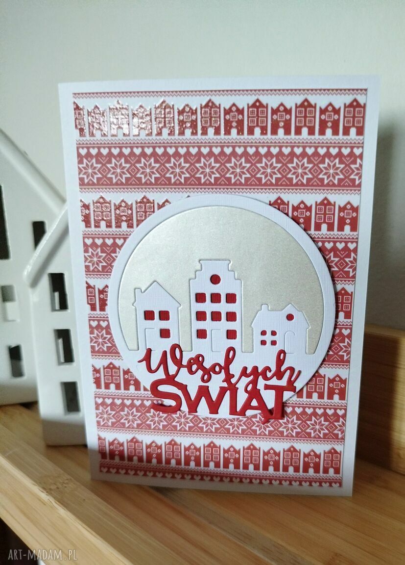 Duet kartek świątecznych handmade w stylu scrapbooking - 2 sztuki z kopertami