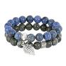 autorskie bransoletki sada 2 dumortierite & black labradorite