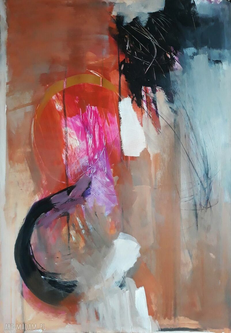 Duża abstrakcja z różem 100x70 cm - obraz Louka