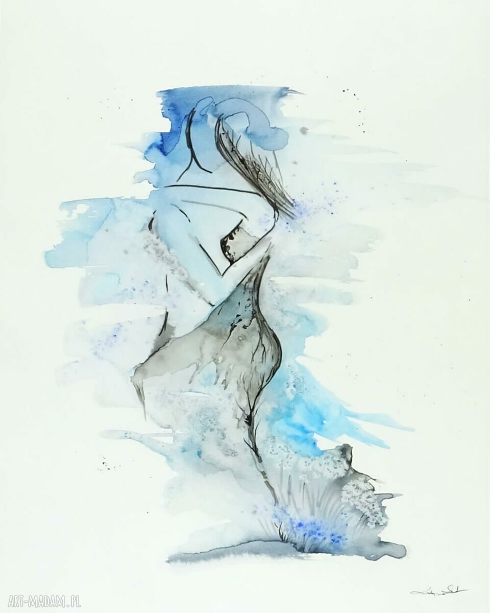 Ręcznie wykonana grafika 40x50 cm unikatowa dekoracja ścienna