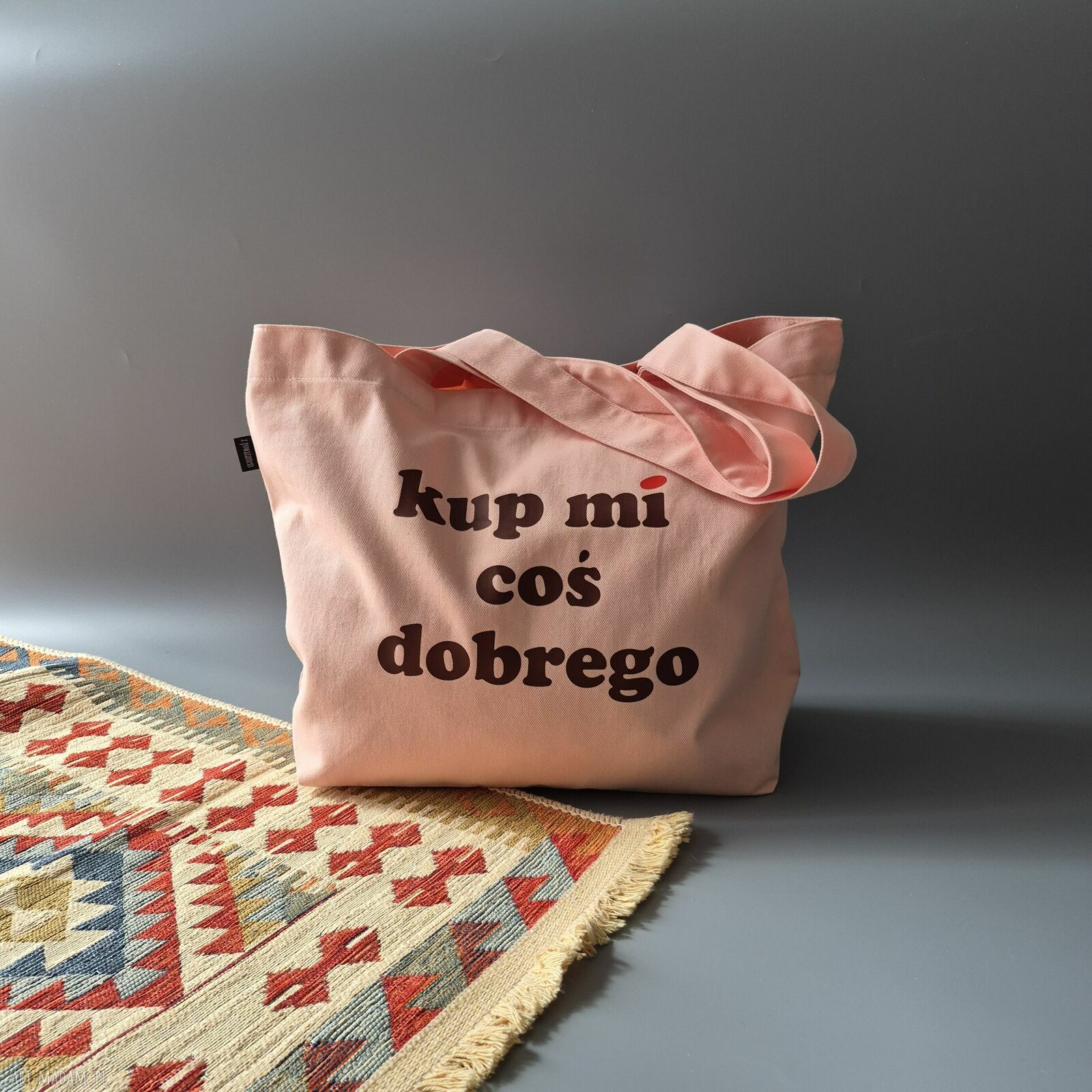 Duża różowa bawełniana torba shopper na zakupy