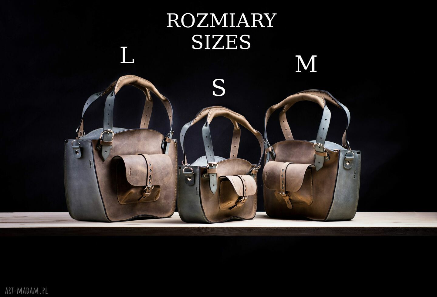 Duża torba kuferek na ramię w kolorach khaki i rudy - na laptopa i dokumenty A4