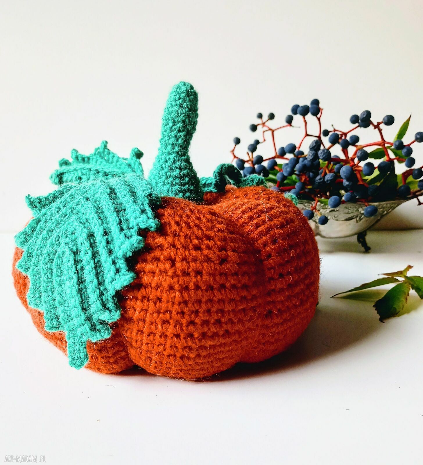 Duża szydełkowa dynia handmade - jesienna dekoracja domu
