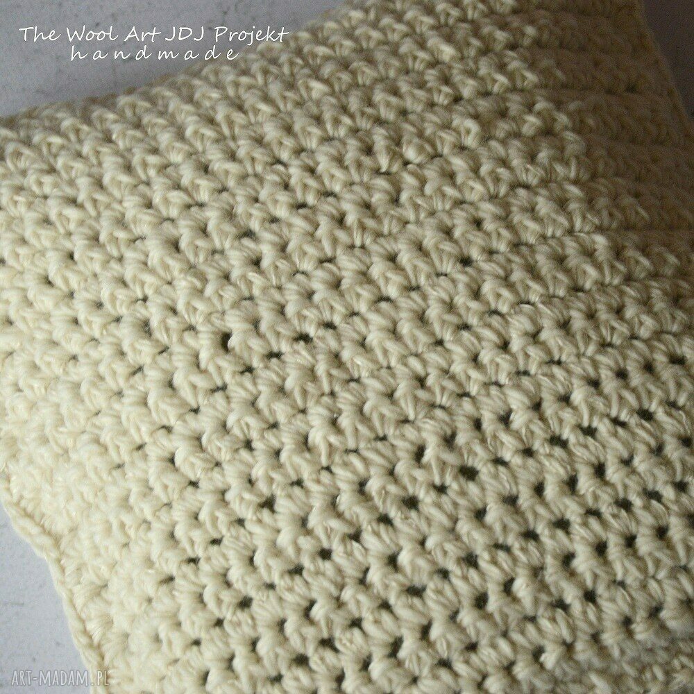 poduszki: duża dziergana poszewka Ręcznie wykonane