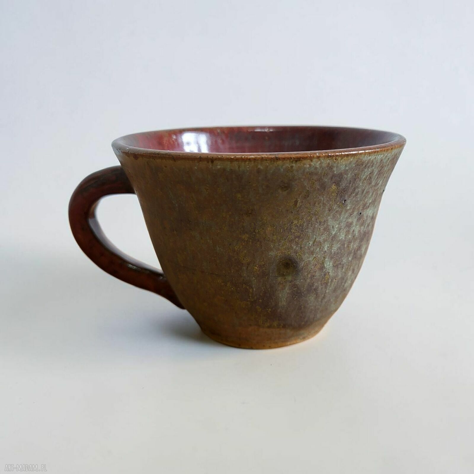 Duża filiżanka ceramiczna 400 ml w odcieniach khaki, brązu i miedzi