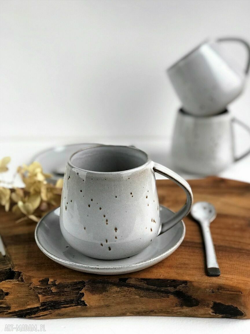 Duża filiżanka / kubek beczułka ze spodkiem - Cappuccino
