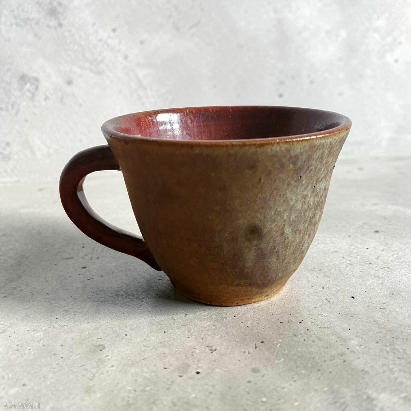 Duża filiżanka ceramiczna 400 ml w odcieniach khaki, brązu i miedzi
