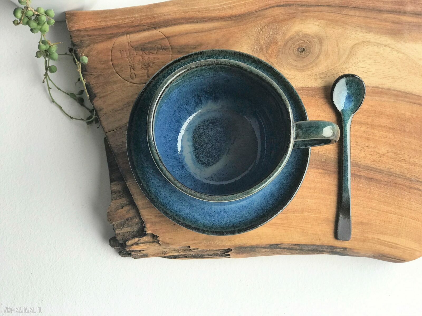 Duża filiżanka ceramiczna ze spodkiem 350 ml (kamionka)