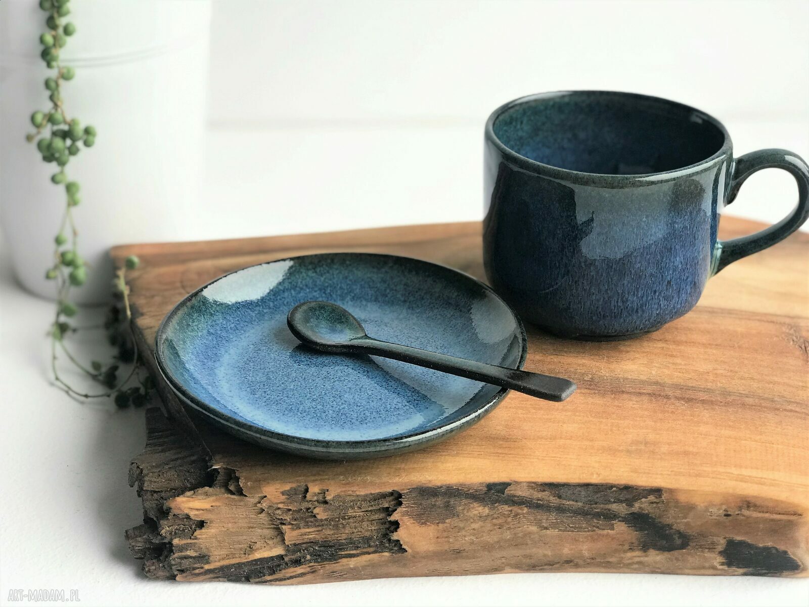 Duża filiżanka ceramiczna ze spodkiem 350 ml (kamionka)