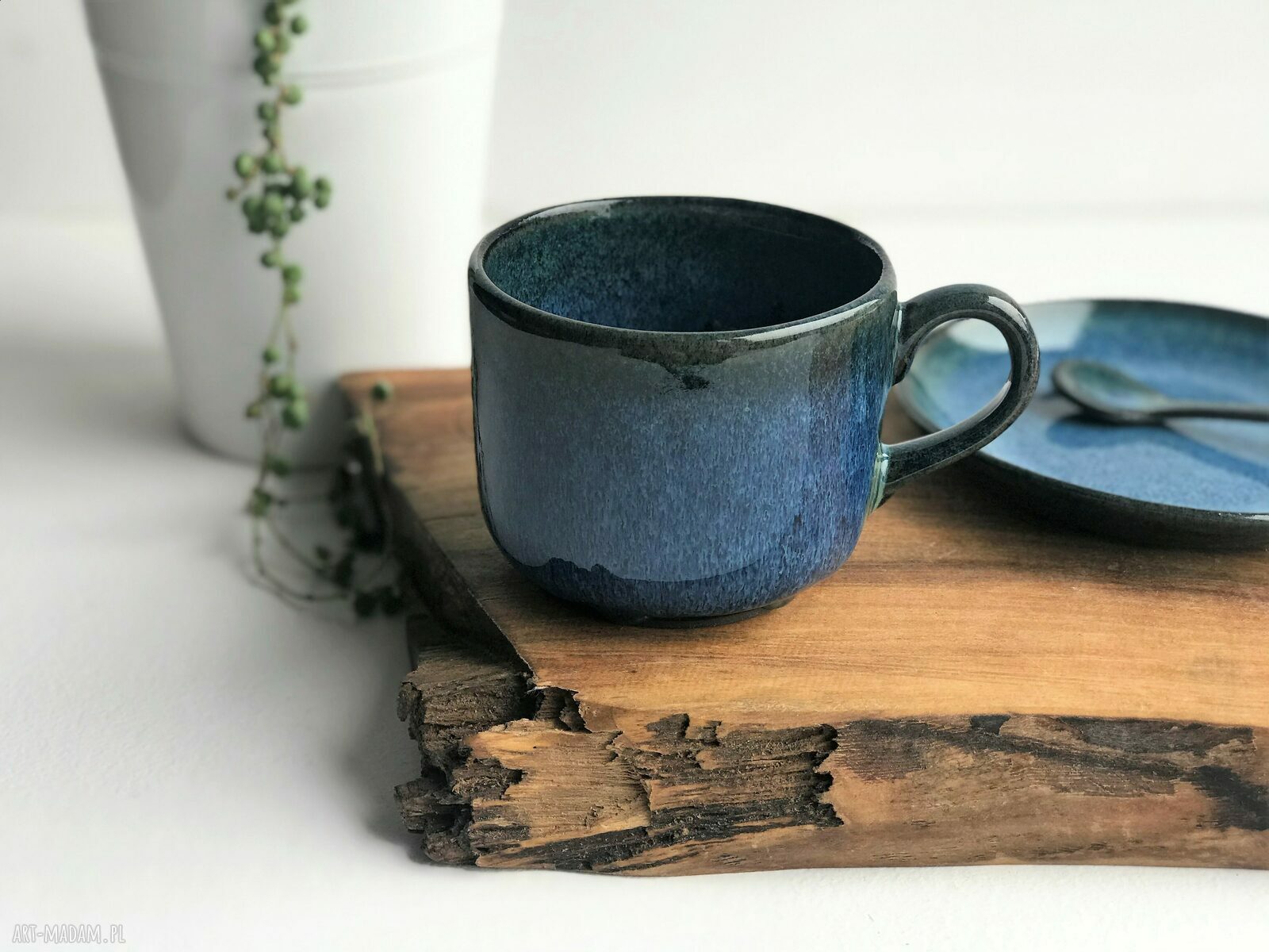Duża filiżanka ceramiczna ze spodkiem 350 ml (kamionka)