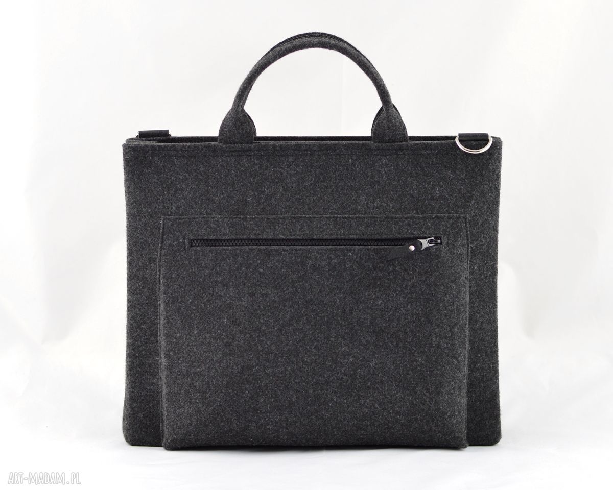Minimalistyczna filcowa torba na laptopa z paskiem