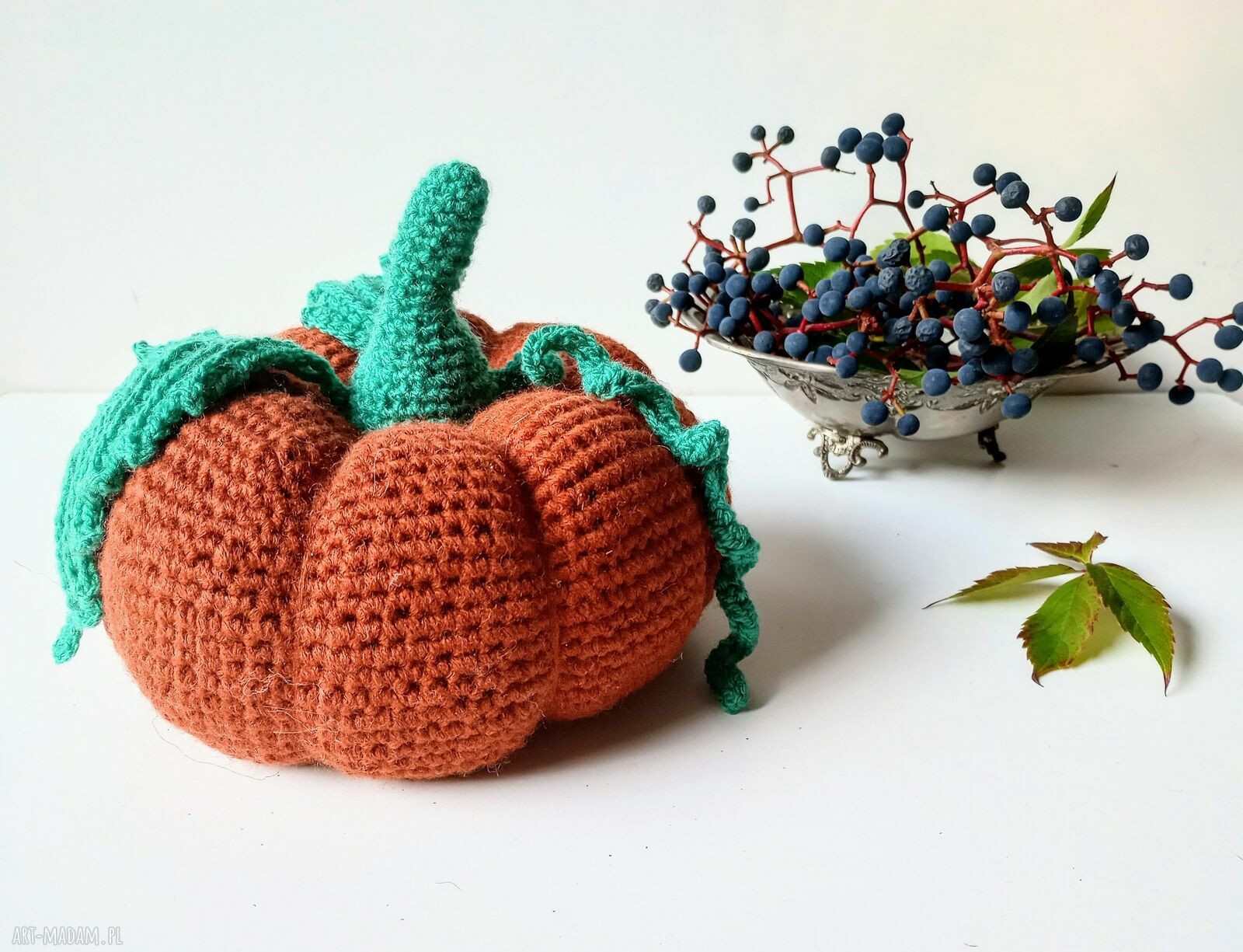 Duża szydełkowa dynia handmade - jesienna dekoracja domu