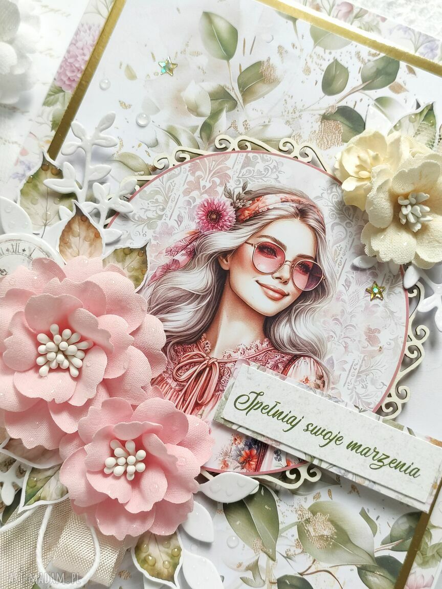 scrapbooking kartki: Duża kartka A5 z kobietą, w pudełku Handmade