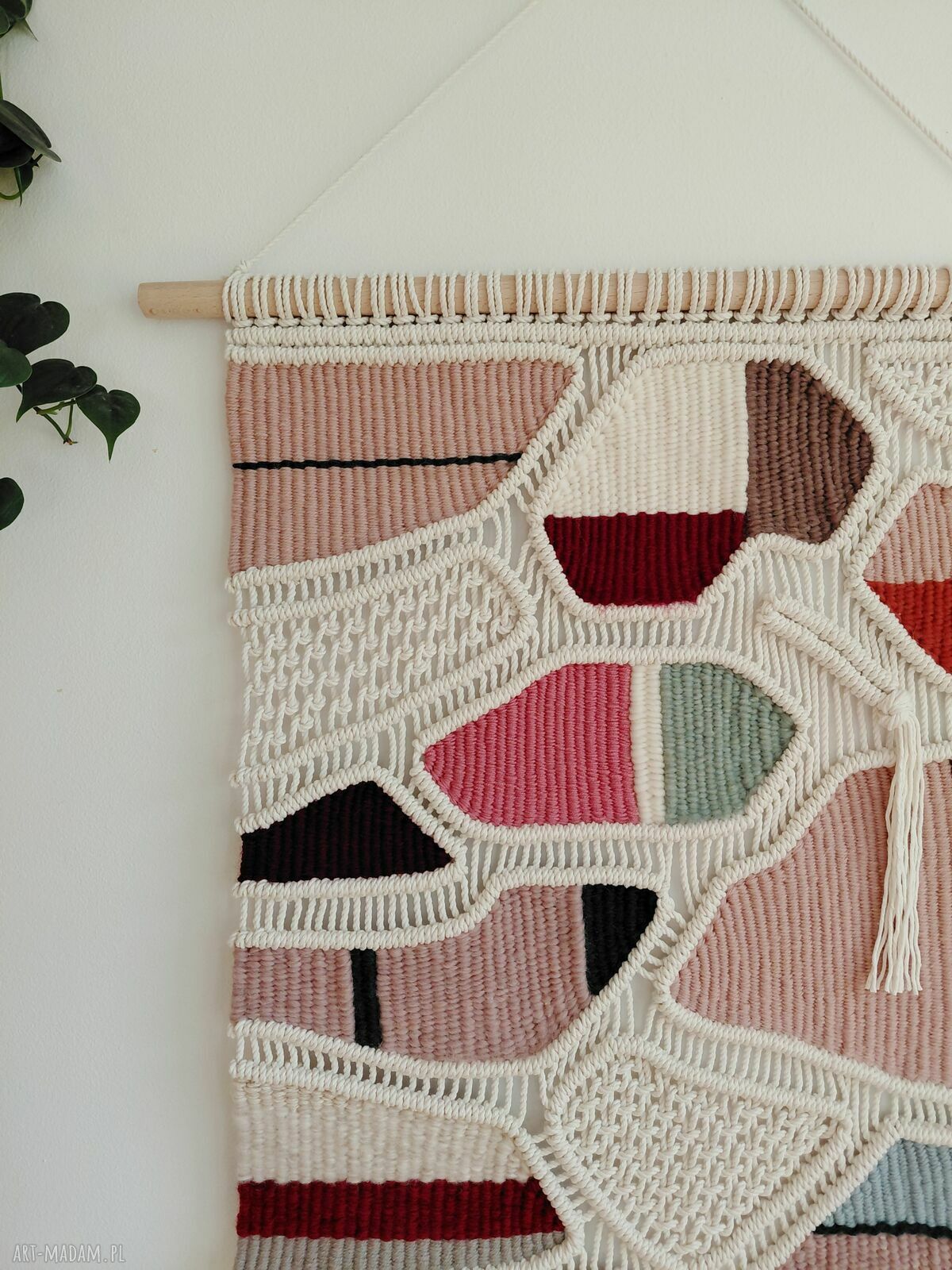 Duża makrama z wełną owczą i alpaki - dekoracja ścienna Boho (macraweave)