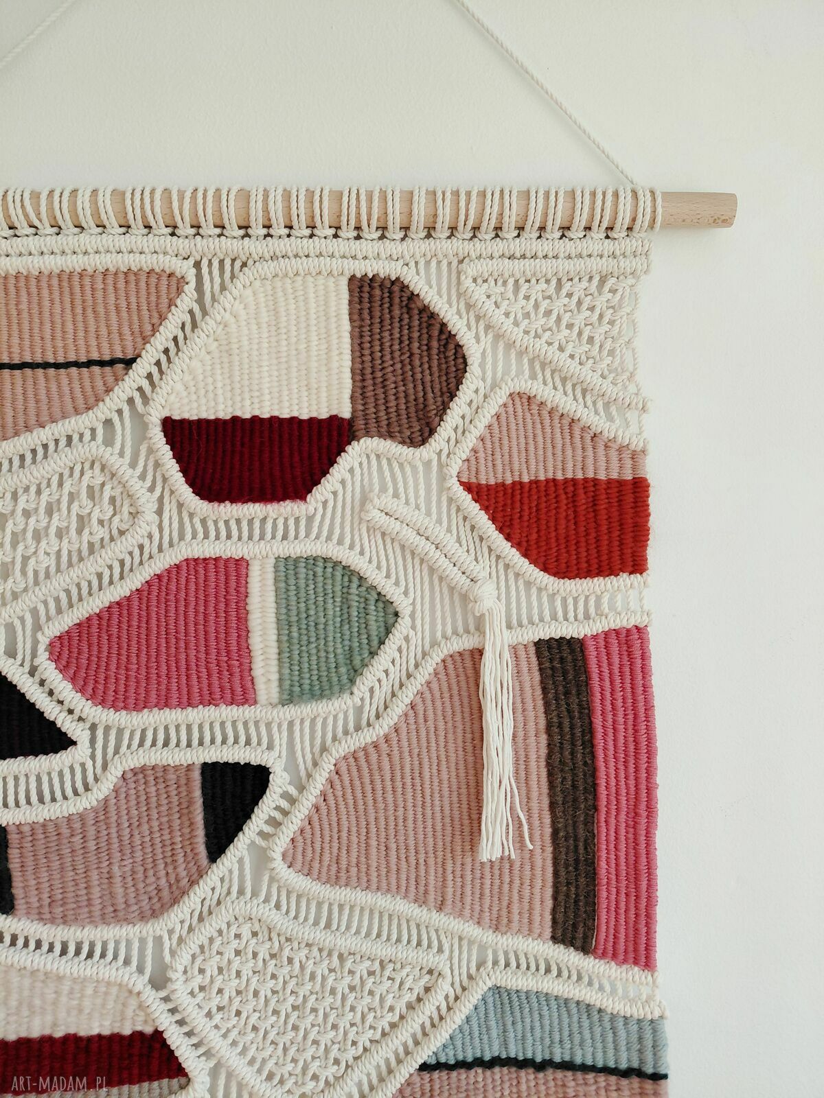 Duża makrama z wełną owczą i alpaki - dekoracja ścienna Boho (macraweave)