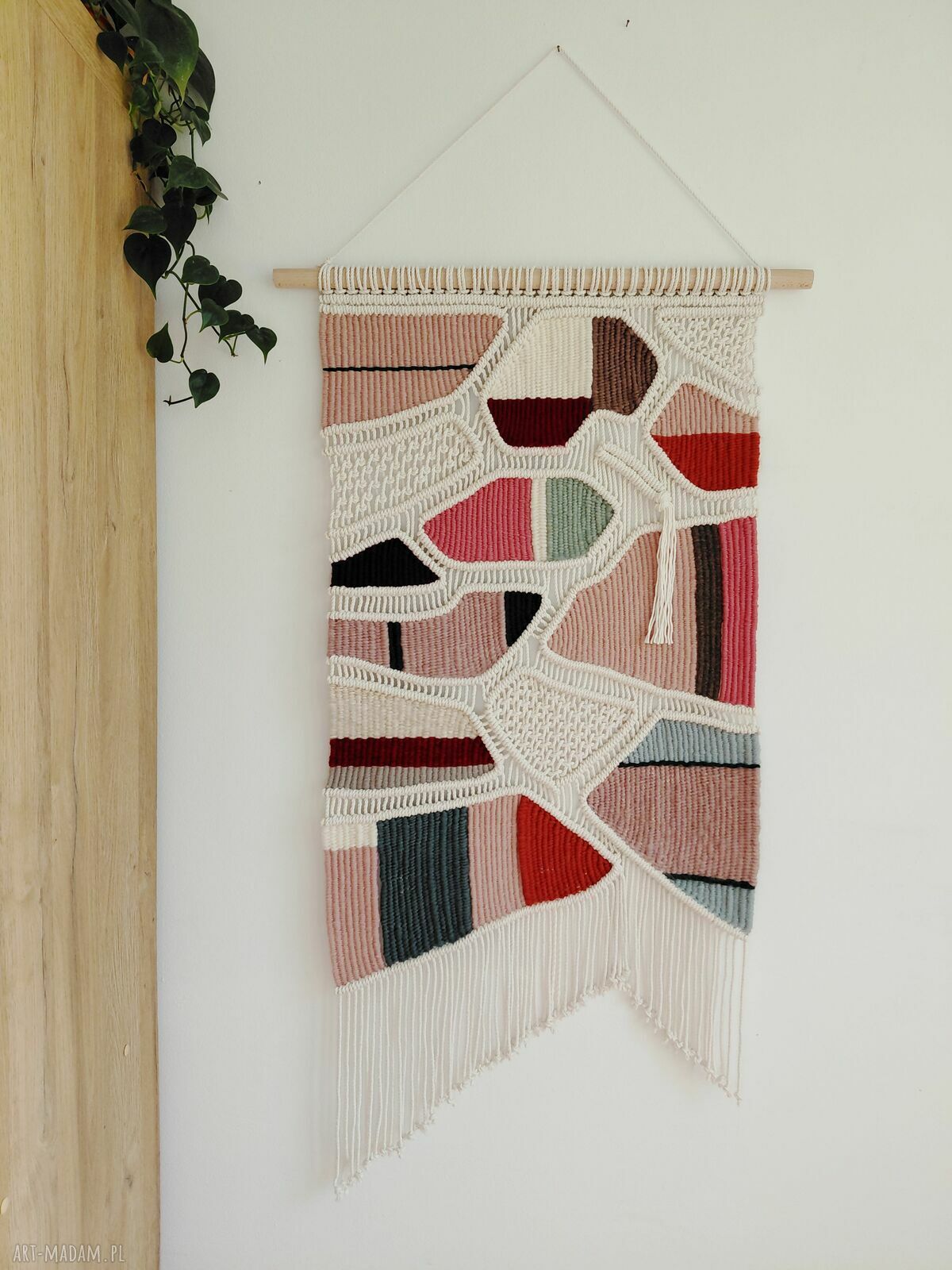 Duża makrama z wełną owczą i alpaki - dekoracja ścienna Boho macraweave