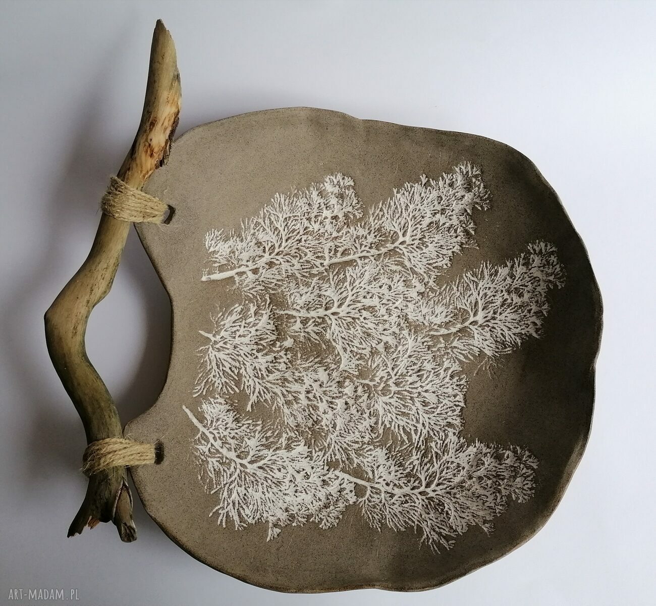 Duża misa ceramiczna „Forever Nature” z gliny szamotowej - beż i biel