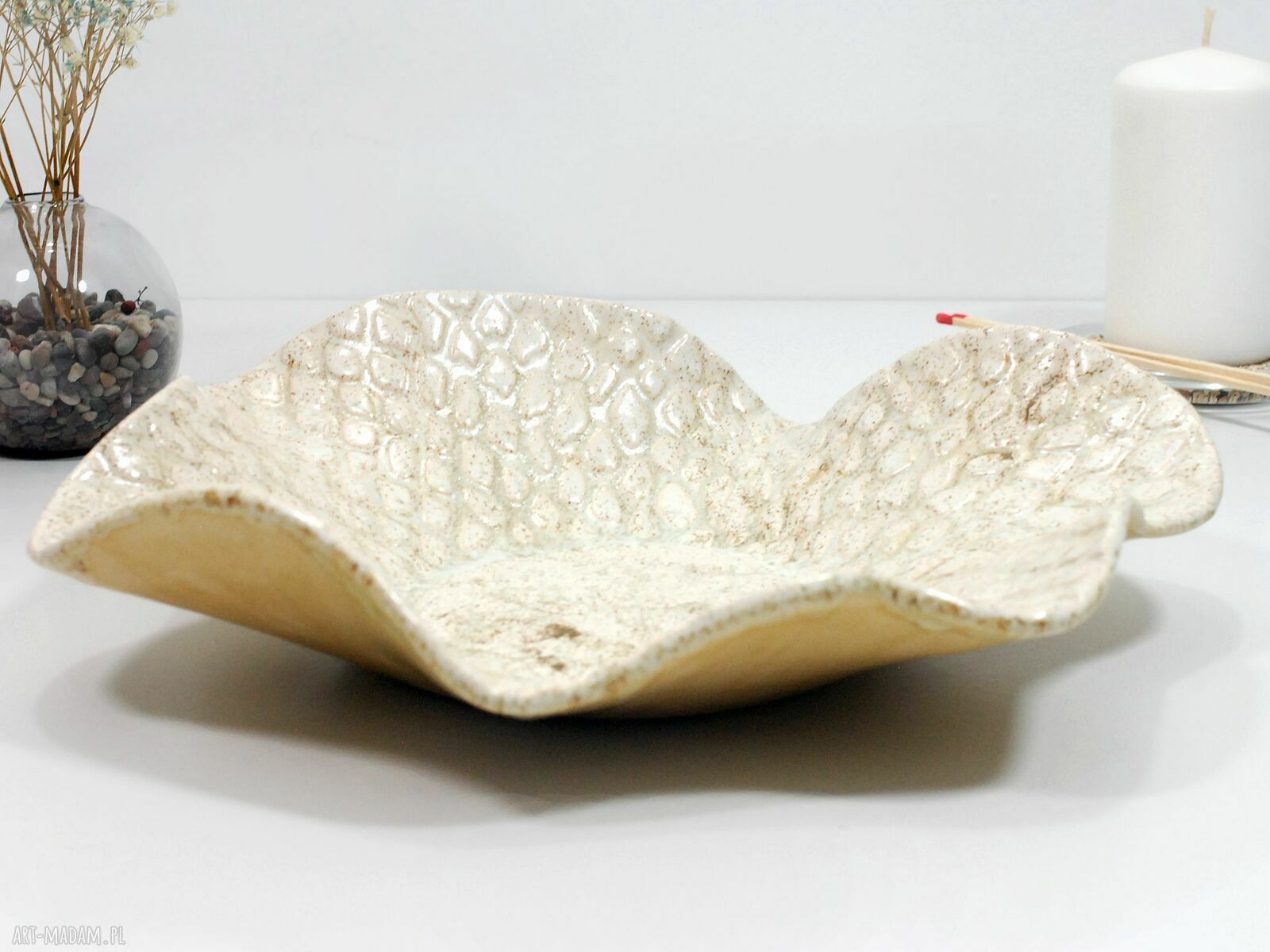 Duża misa ceramiczna do salonu, kuchni i łazienki - kwiat